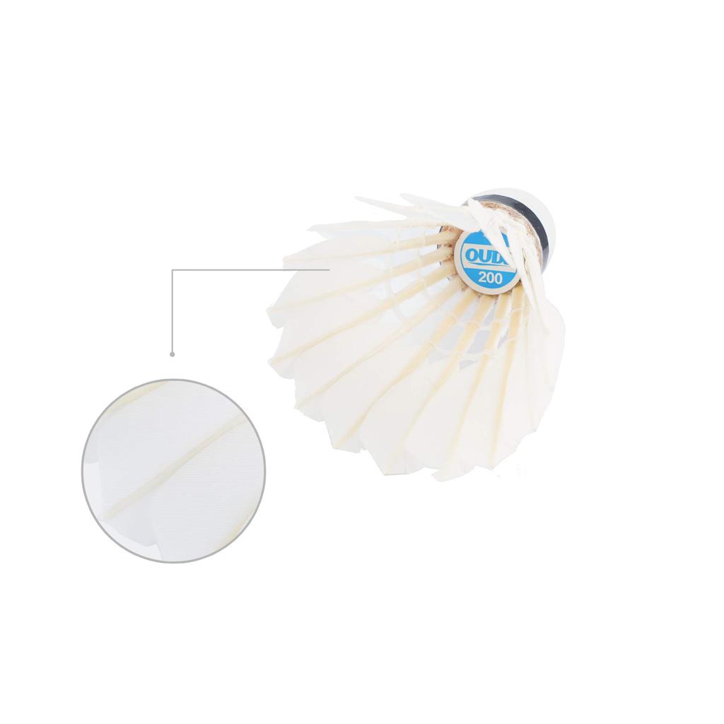 OUDE Model 200 with 12 Goose Feather Stable and Durable Sports Training Badminton Ball for Indoor and Outdoor White Badminton, Shuttlecocks, Games,