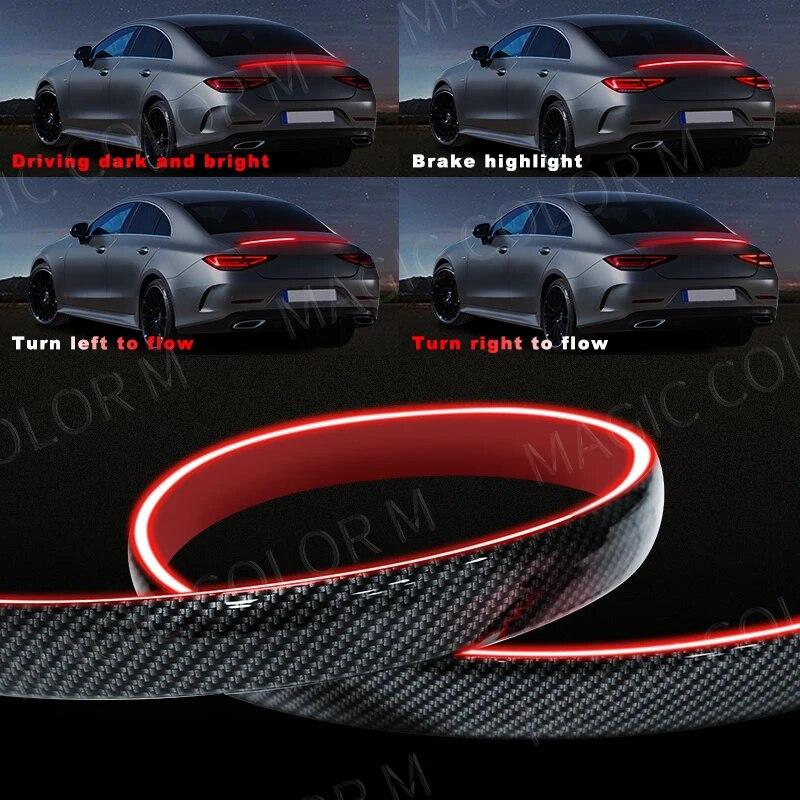 

130 см 51 дюймов автомобильный карбоновый задний спойлер наклейка светодиодная лента стоп-сигнал указатель поворота течет водонепроницаемый красный цвет мечты Red Color