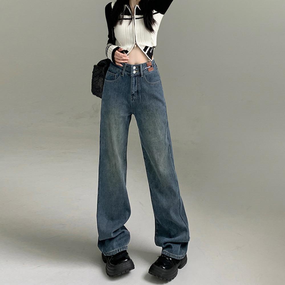 

Trend high-waisted wide-leg pants jeans women s 2025 autumn and winter new drape loose new thin floor pants 2XL светло-синий