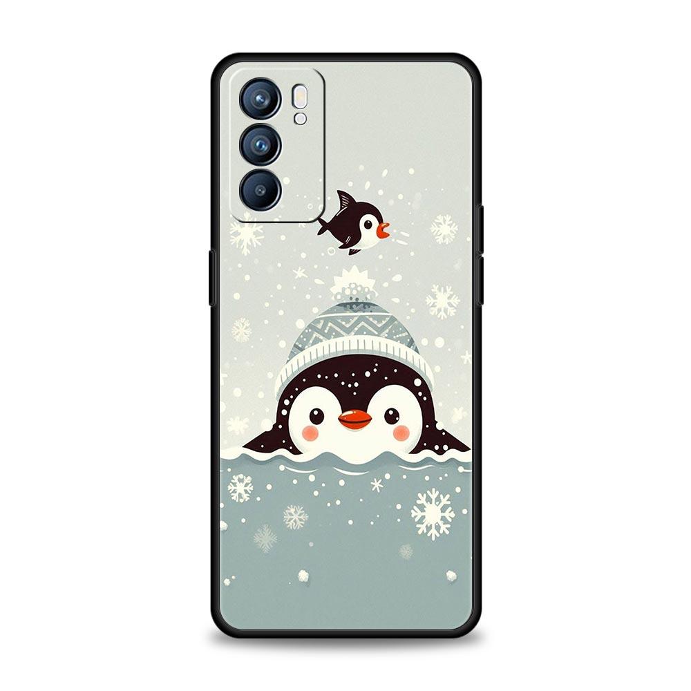 Penguin Kawaii Cute Phone Case For Oppo A54 A53 A52 A15 A95 A16 A78 A79 A80 A98 4G Find X5 X6 Reno10 12 13 F Pro 5G Cover