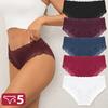 5PCS Cotton Panties Women Floral Lace Briefs Seamless Sexy Lingerie Low Rise Elastic Underpants Female Breathable Soft