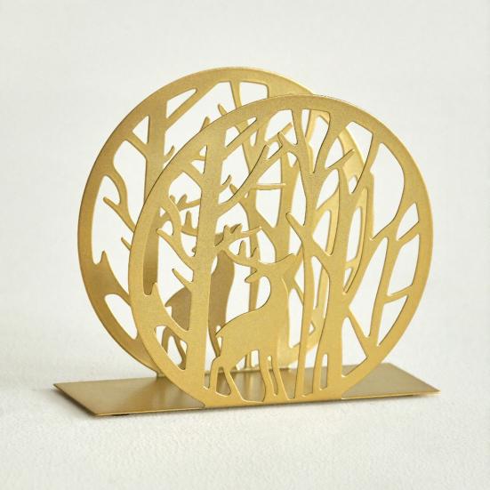 Portatovaglioli a Forma di Cervo da Tavolo Animale Foresta Albero Dispenser di Carta Rotondo Metallo Rustico Portatovaglioli di Stoffa per Cucina Fattoria Ristorante