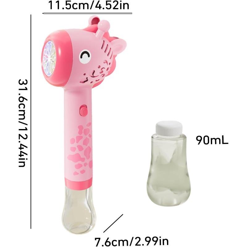 Animal Bubble Blower Wand with Solution Giraffe Bubble Machine Maker with Light 10 Hole Light Up Automatic Bubble Machine
