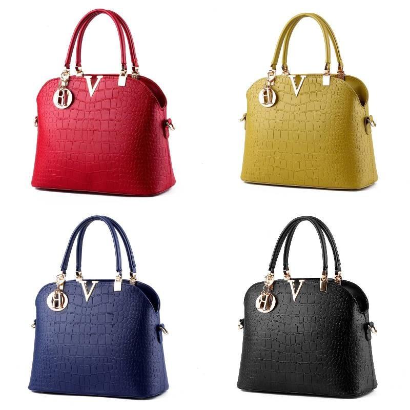 Women Large Pu Shell Shoulder Crossbody Bag Internal Zipper Pockets Style Street