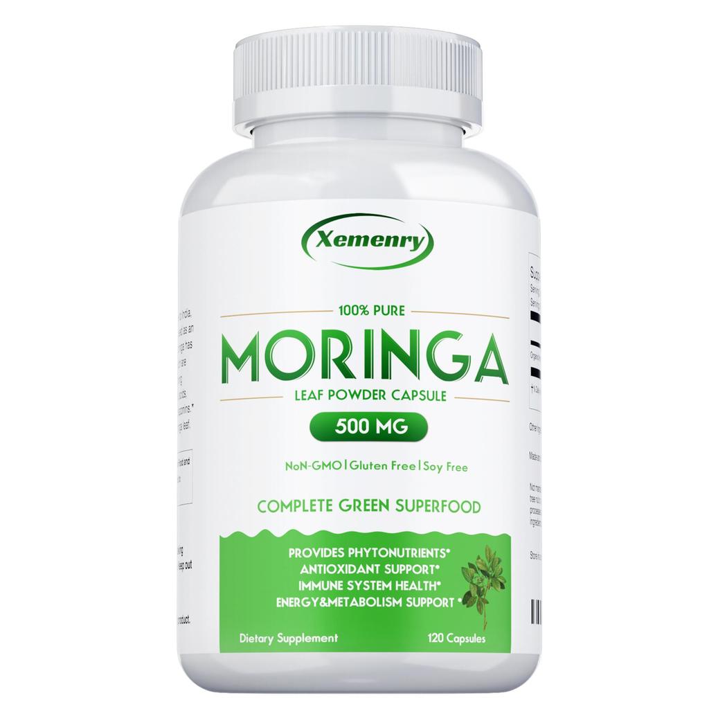 Moringa Leaf Powder Capsules Provide Antioxidant Support and Boost the Immune System. 120 Capsules Per Pack, Each Containing 500mg of Moringa.
