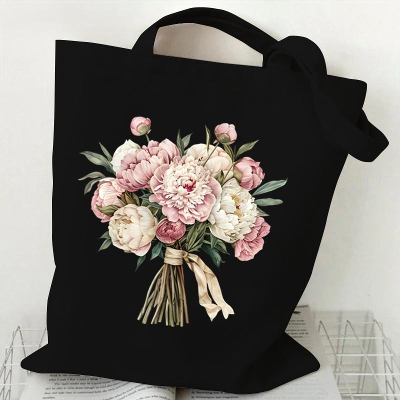 Woman's Shoulder Bag Wildflowers Vintage Tote Bags Canvas Shoulder Bags for Travel Daily Commute Women's Reusable Shopping Bag