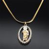 Saint St. Jude Thaddeus Zircon Shiny Necklace for Women Men Stainless Steel Gold Color San Judas Tadeo Necklaces Jewelry NGG43-4