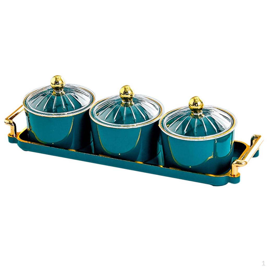 Cookie Jar and Dried Fruit Serving Plate Set for Snacks Treats at Holiday Gatherings