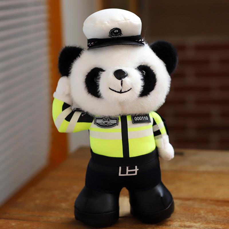 Xiaohongshu Hot-Selling Teddy Bear: Police Officer Panda Motorcycle Ornament