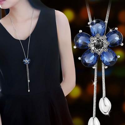 Legierung Pulloverkette Damen Halskette Accessoires Trendig Vielseitig Quasten Kette Blume Anhänger Schmuck
