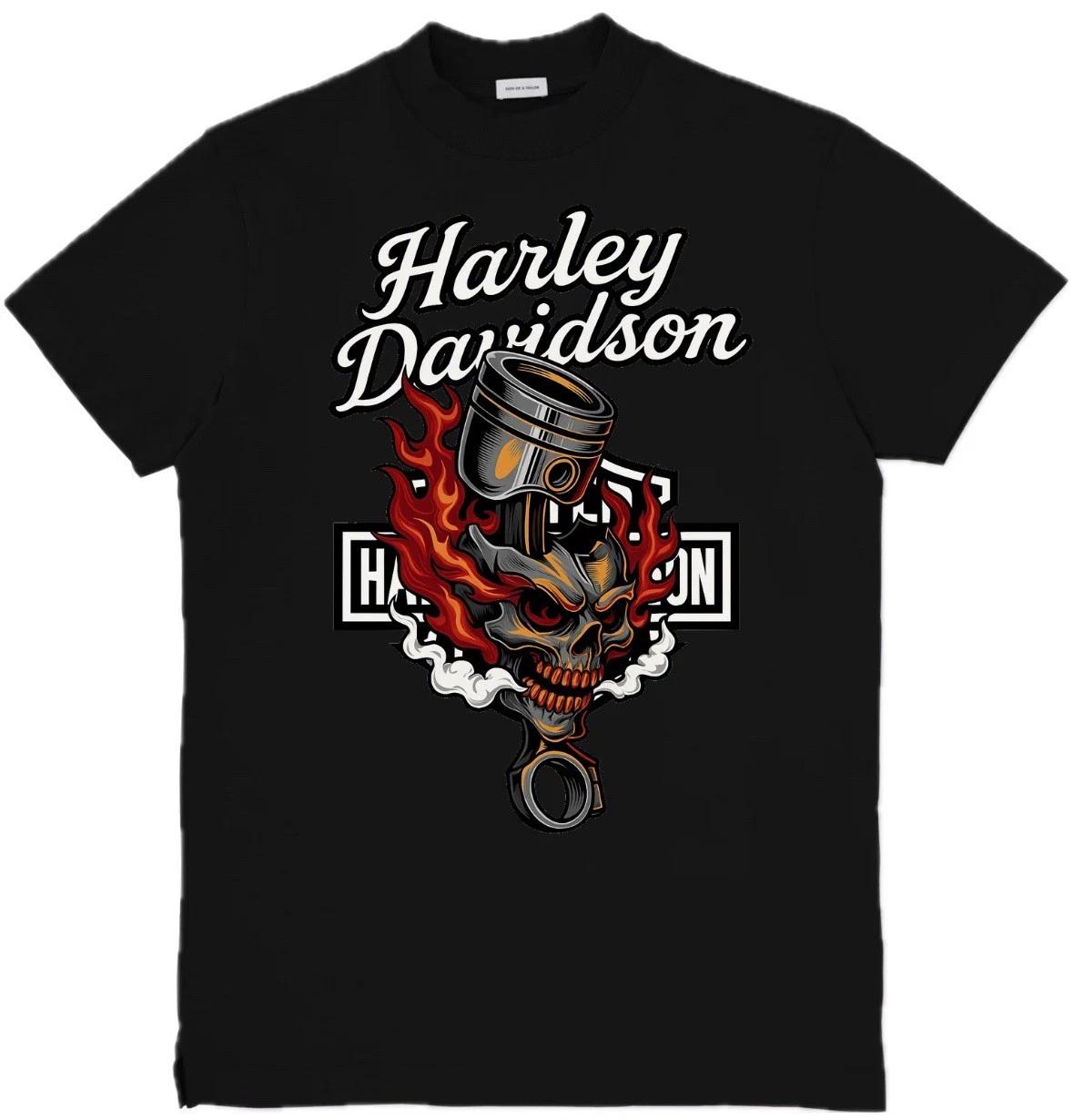 

Harley-Davidson Inspired Graphic Unisex 100% Cotton T-shirt Mens Tees Top Eagle Skull Graphic Tee S-3XL.. S