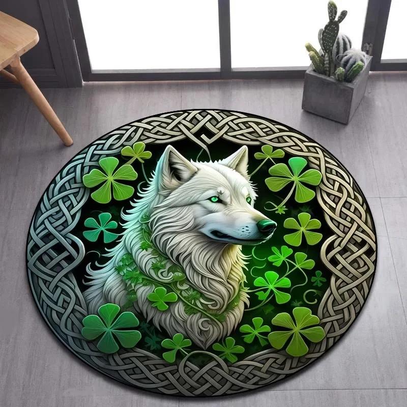 

Круглий килимок Viking Valknut Yggdrasil Tree of Life, килимок для вітальні, спальні, дивана, декору ігрової кімнати, нековзкий килимок 60cm