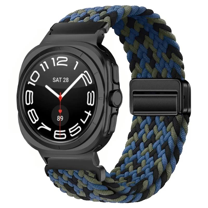 Gevlochten Nylon Lusband Voor Samsung Galaxy Watch Ultra 47mm Magnetische Armband Polsband voor Galaxy Watch 8 Ultra 2026 47mm Band