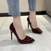 Large Size European and American Style Fine Heel High Heel Shallow Mouth Pointed Head Thin Professional Women's Single Shoes Four Seasons High Heels