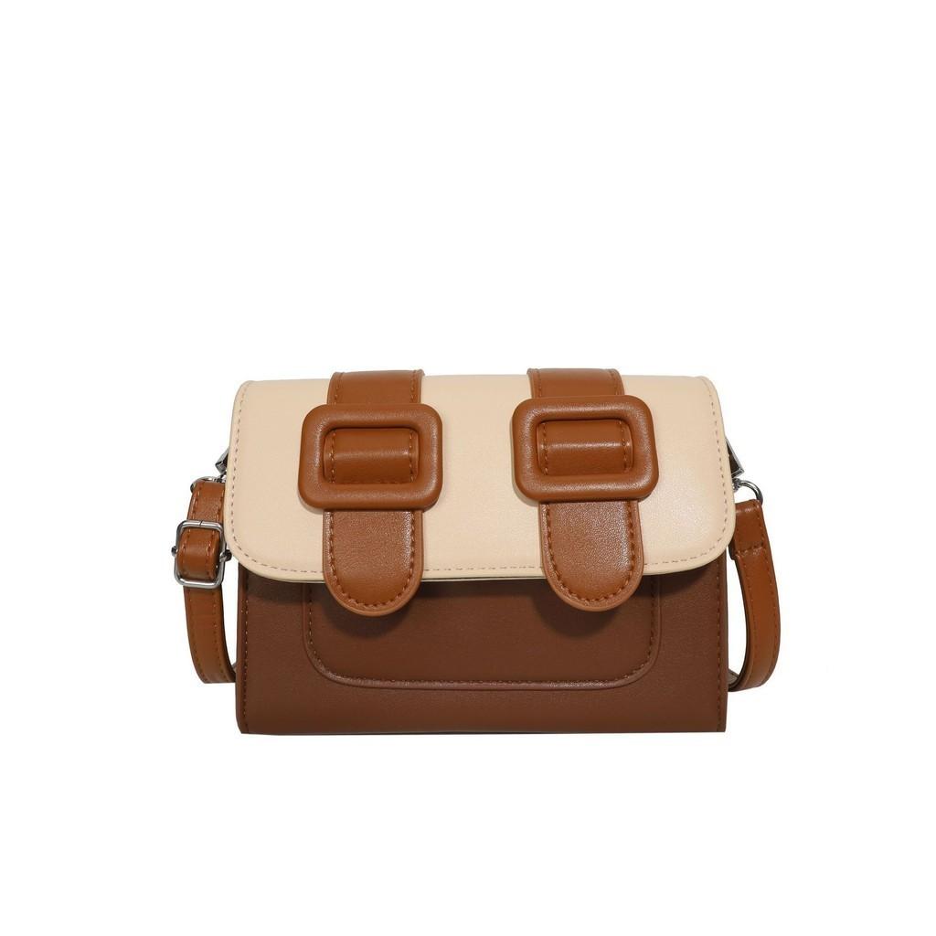 High-end Texture Fashionable Single-shoulder Crossbody Small Square Bag Yellow Coffee