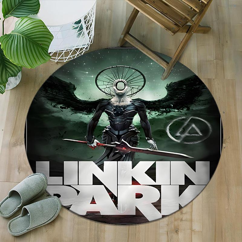 1pc Linkin Park3 Print Round Carpet Chair Round Carpet Suitable for Bedroom Living Room Home Decorative Carpet