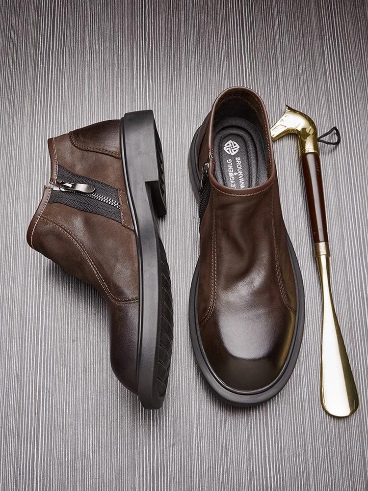 Pantofi din piele pentru bărbați pantofi ocazional din piele pantofi bărbați cu talpă moale pantofi unici pentru bărbați pantofi britanici, retro, cu fermoar, de afaceri, mate