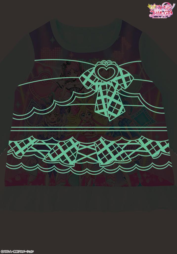 Kaitak Family Idol PreCure Kids' Light-Up Pajamas, Long Sleeves, Ruffles, Spring/Autumn (100cm, Sax)