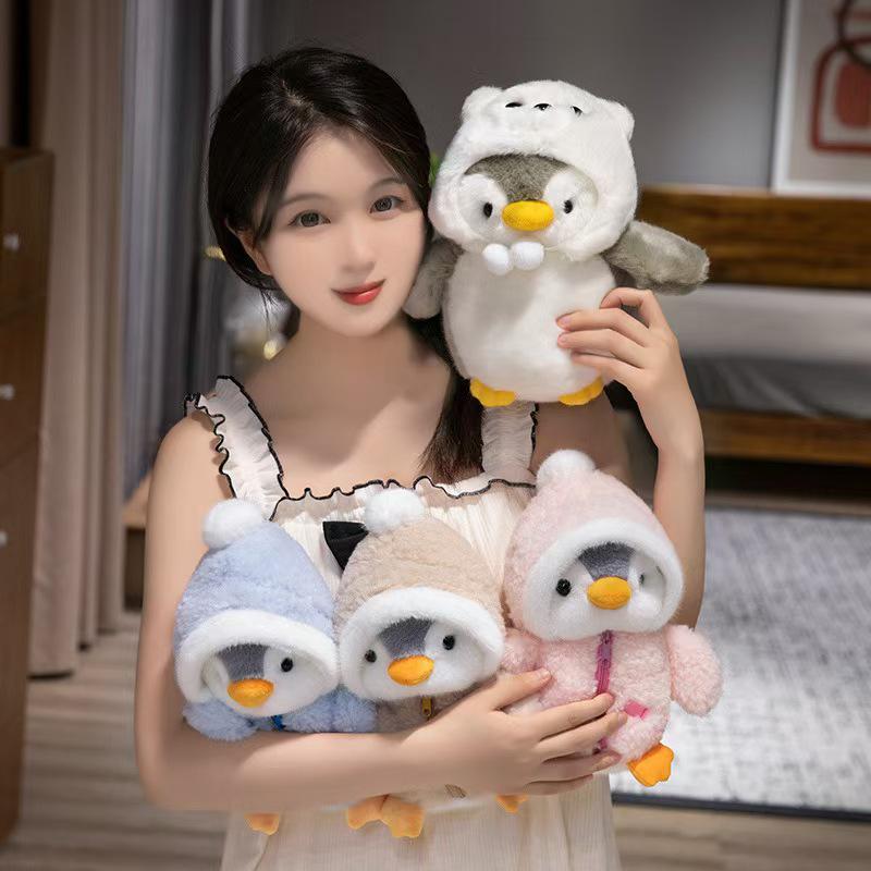 Pinguin-Cosplay-Plüschtier-Kissen im japanischen Stil - Komfortspielzeug für Kinder & Geschenk für Mädchen