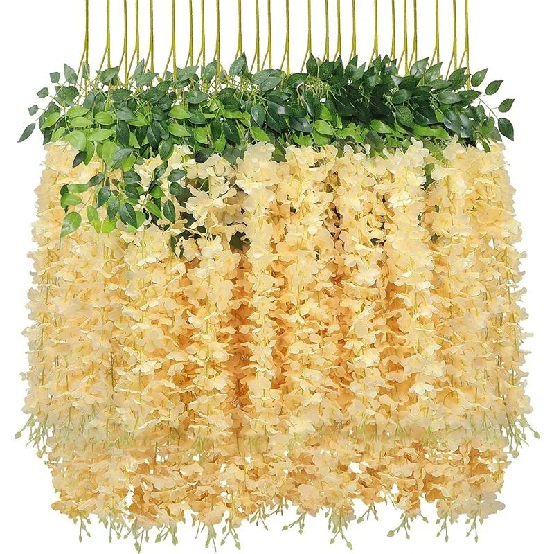 

36 pcs Wisteria Artificial Flowers Wholesale For Home Wedding Decoration Hanging Artificial Flowers Wisteria Garland Ivy Vine шампанського