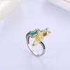 Gorgeous mermaid-shaped design paired with natural green agate gems ring Earrings Set 925 silver fine jewelry for women and girl