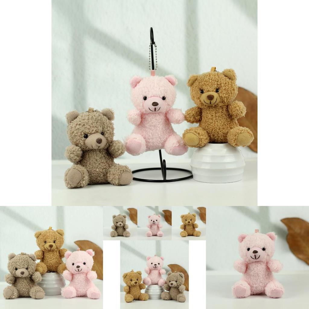 Cute Short Plush Teddy Bear Keychain Soft Stuffed Animal Bag Charm Ideal Gift For Children