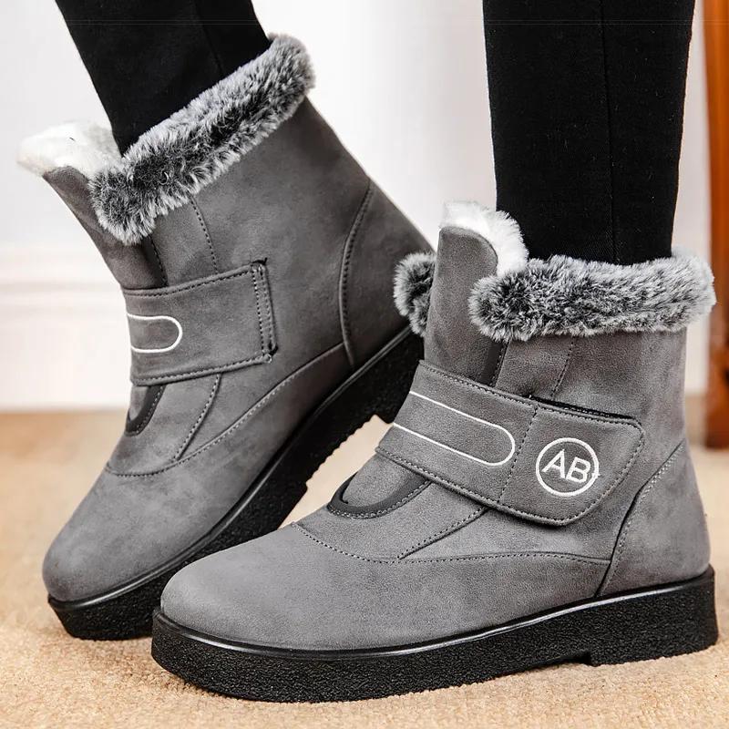 Women Boots Fashion Designer Ankle Boots Winter Shoes for Women Warm Fur Botas Mujer Low Heels Winter Shoes for Woman Snow Boots