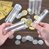 10 Pezzi Tubo per Monete Tubo per Monete in Plastica Trasparente Organizzatore Porta Monete Rotondo con Coperchio per Banche Supermercati