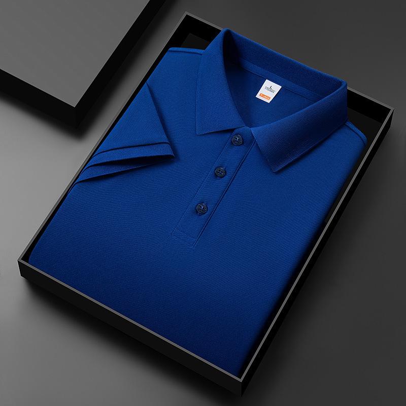 Men's 2025 Summer Ice Silk Polo Shirt – High-End, Multi-Color, Cool Feel, Solid Short Sleeve Design