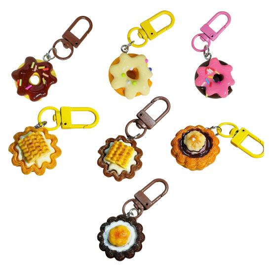 Keychain Pendant Corn Egg Tart Design Mini Size Food Keyring Keys Bags Phone Lanyard Versatile Hanging Ornament