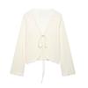 2025 Spring/Summer Women's Sexy Minimalist V-Neck Bell Sleeve Tie Cardigan