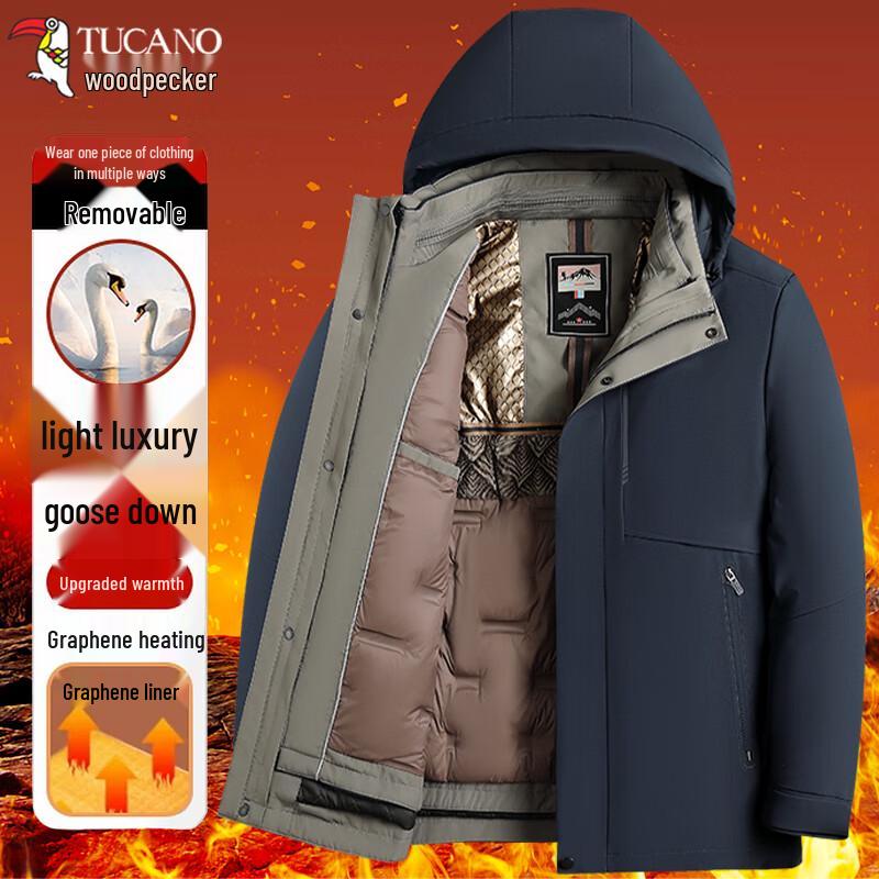 

Мужская зимняя куртка TUCANO с отстегивающимся капюшоном из гусиного пуха 2XL