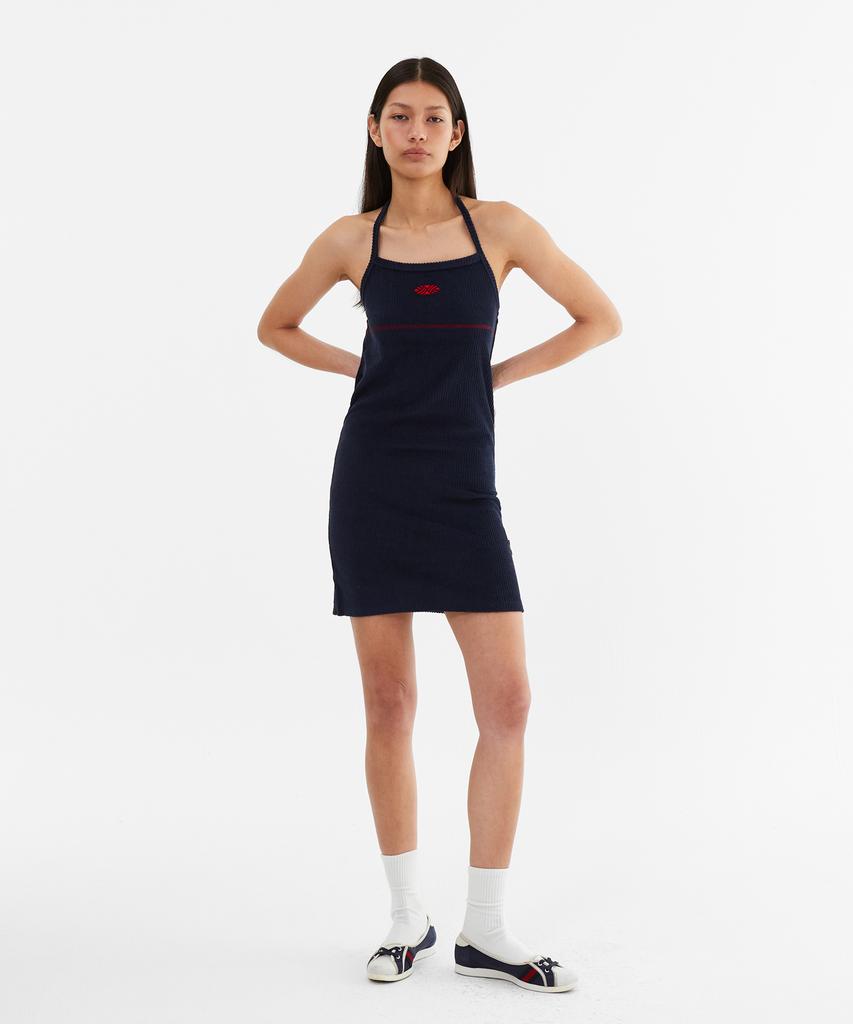 Minasu Slim Fit Halter Neck Terry Onepiece_Navy