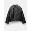Women's Brown Faux Leather Pilot Jacket with Belt