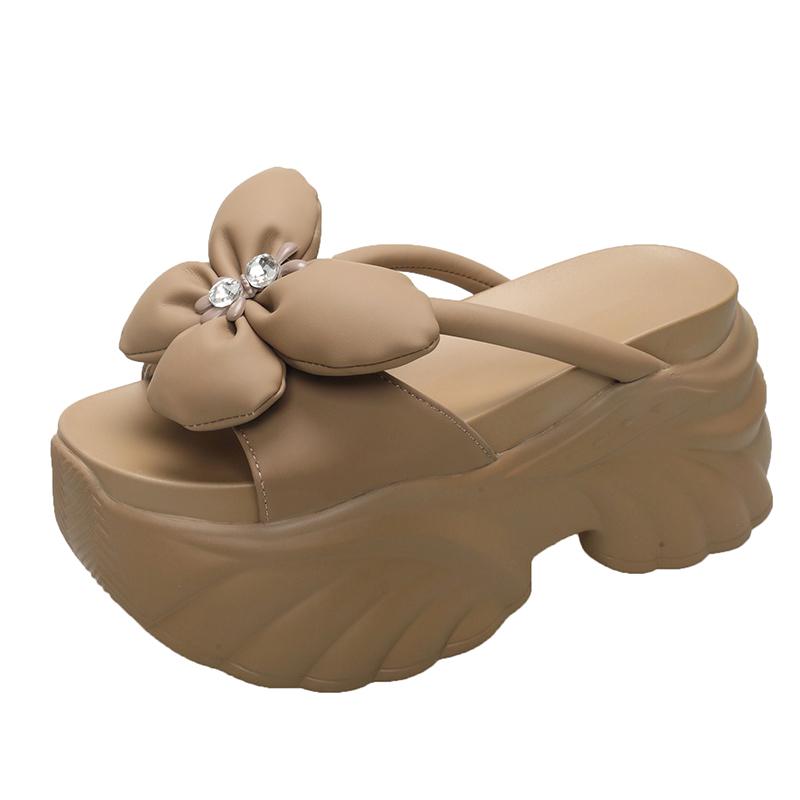 Fashion 9cm Platform Slippers Woman Bowknot Thick Sole Sandals Women Chunky Flip Flops New Summer Casual Beach Slides Zapatos Mujer