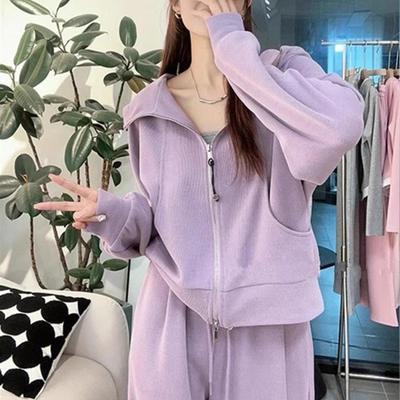 Plus Size Women's Spring & Autumn Casual Slimming Hoodie Sportswear Set - Trendy, Loose-Fit, Flaw-Hiding Two-Piece