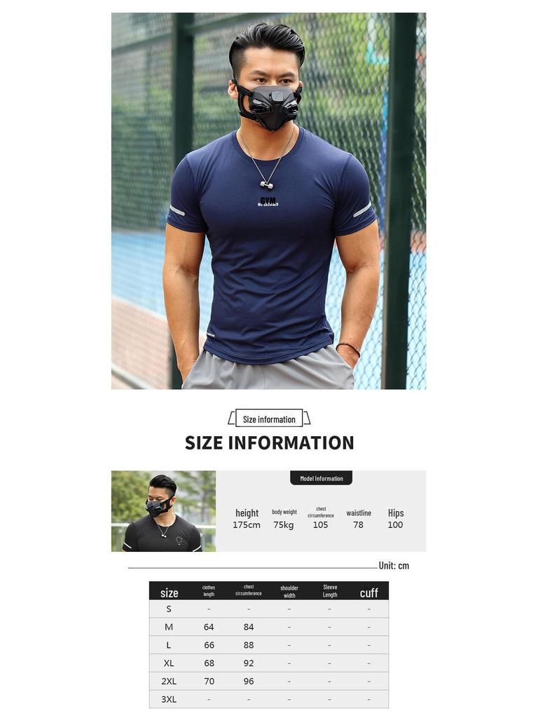 Tricou de trening reflectorizant cu mânecă scurtă și uscare rapidă pentru bărbați, Muscle-Fit