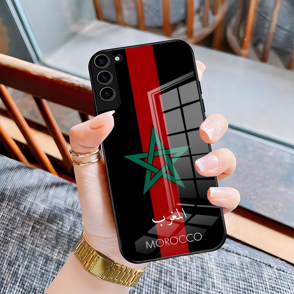 Morocco Flag Phone Case For Samsung A25 A13 A33 5G A54 A36 A35 A56 A52 A14 Shockproof Glass Cover