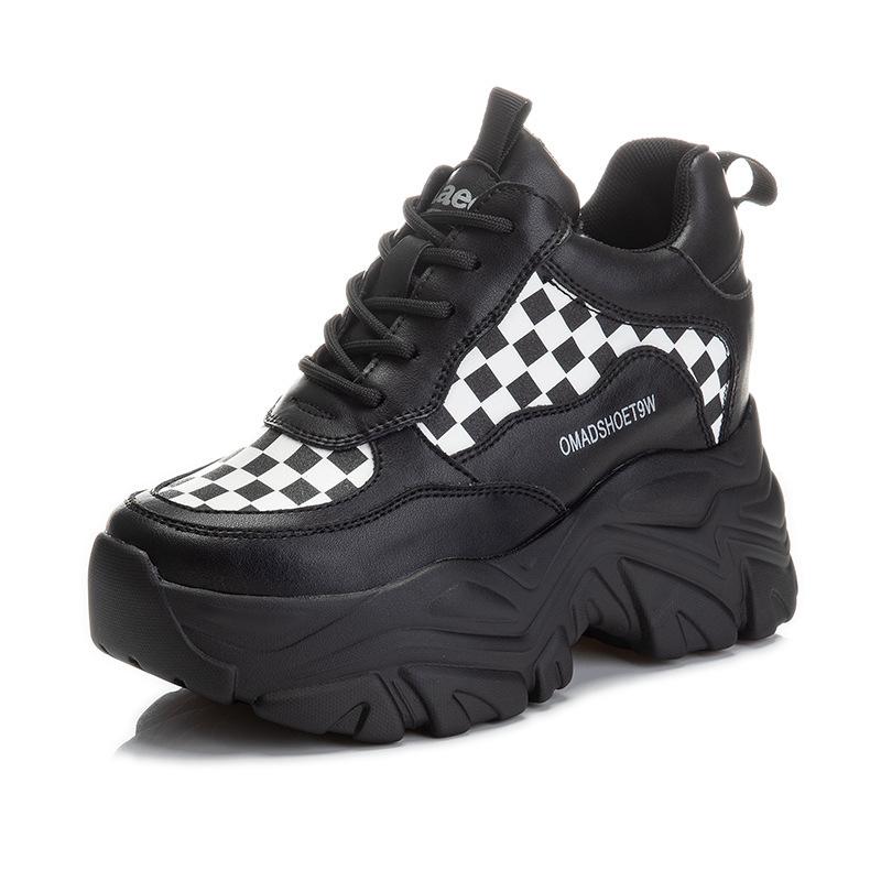 Inner height increase spring new thick-soled small sports casual shoes dad shoes 34 чёрный