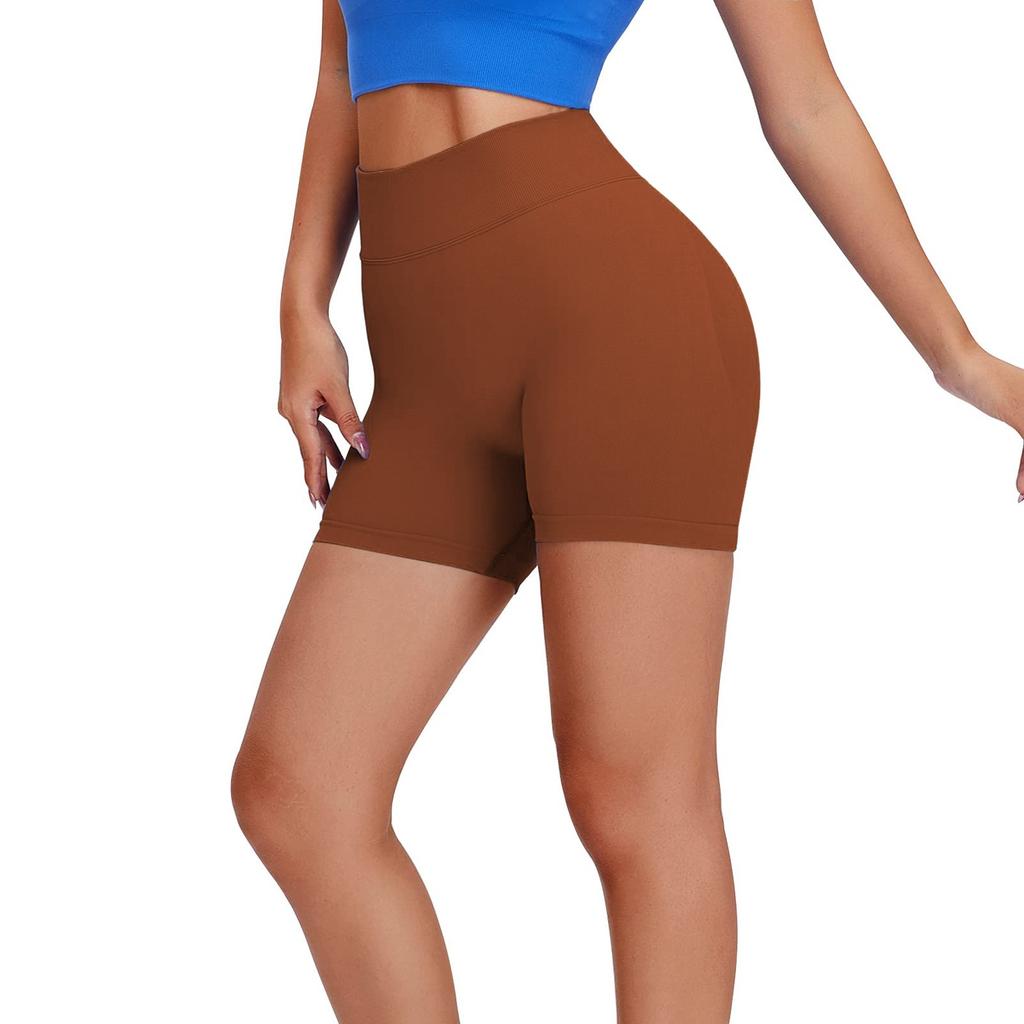 Pantalones Cortos Deportivos Levanta Glúteos para Mujer Cintura Alta Sin Costuras Gimnasio Yoga Booty Shorts