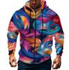 Men's Sports Casual Fleece Hoodie Carnival Print Hoodie Cardigan Zipper Multi-pocket Hoodie Coat
