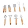 9pcs Kitchen Utensils Wooden Handle Stainless Steel Easy Cleaning Wear Resistant Colorful Package Co