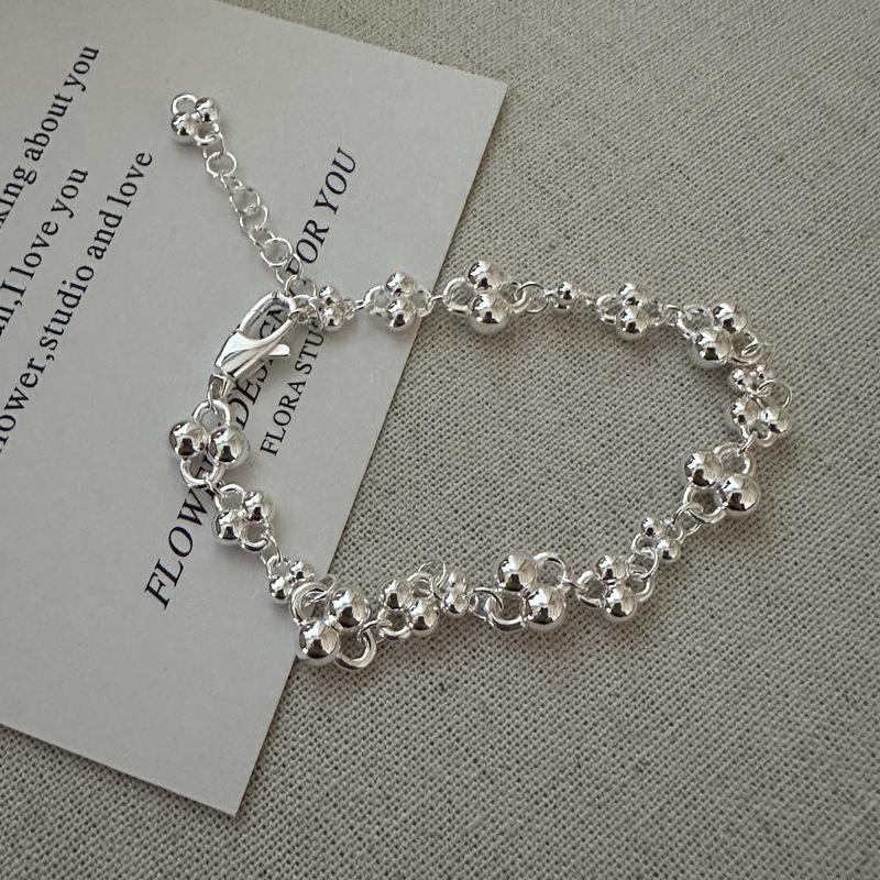 S925 Sterling Silver Niche Design Sense Simple Round Bead Necklace Korean Style Simple Heavy Industry Fashion Collarbone Chain