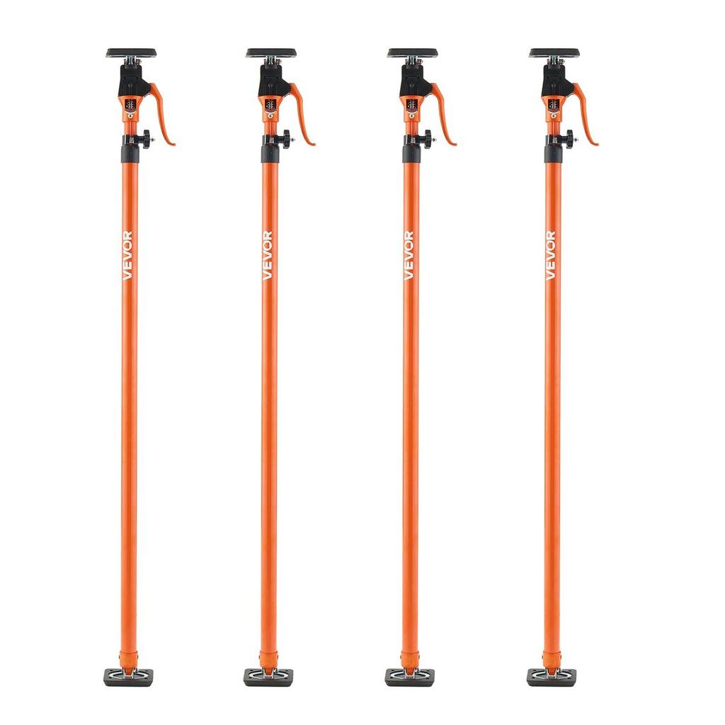 Cabinet Jack Support Pole, 4-Pack, 125-291 cm Steel Telescopic Quick Support Rod, Adjustable 3rd Hand System up to 90 kg Capacity for Installing