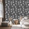 Wallpaper Black and White Flowers Graphite and Gray for Living Room and Bedroom 50x1000