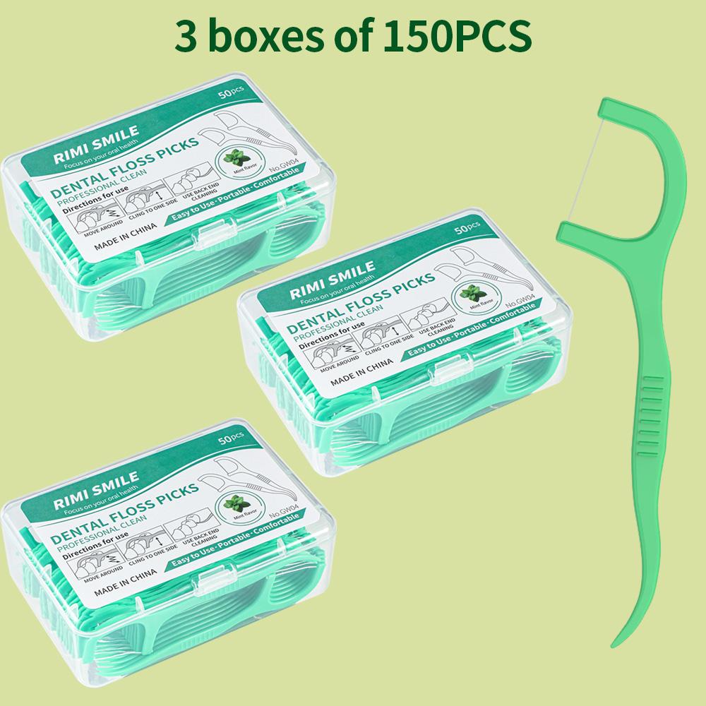 

50, 150, 300 шт., зубочистки с зубной нитью со вкусом мяты, инструменты для межзубной чистки, 50 шт./коробка, легко носить с собой