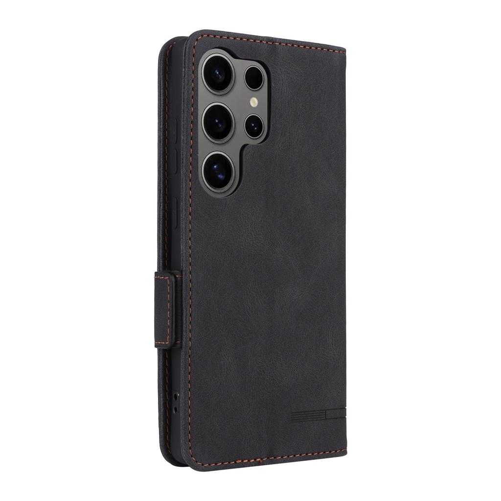 For Samsung Galaxy S25 Ultra Case Leather Wallet Flip Phone Cover with Hardware Decor