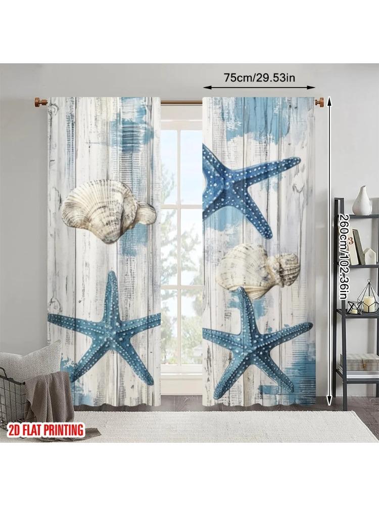 

Plane Printing Curtain Fabric Marine Harmony Polyester Without Rod Room Decor Perfect Living Kitchen For Sitting Made Of W100*H70(CM)-Rod Pocket&1PCS