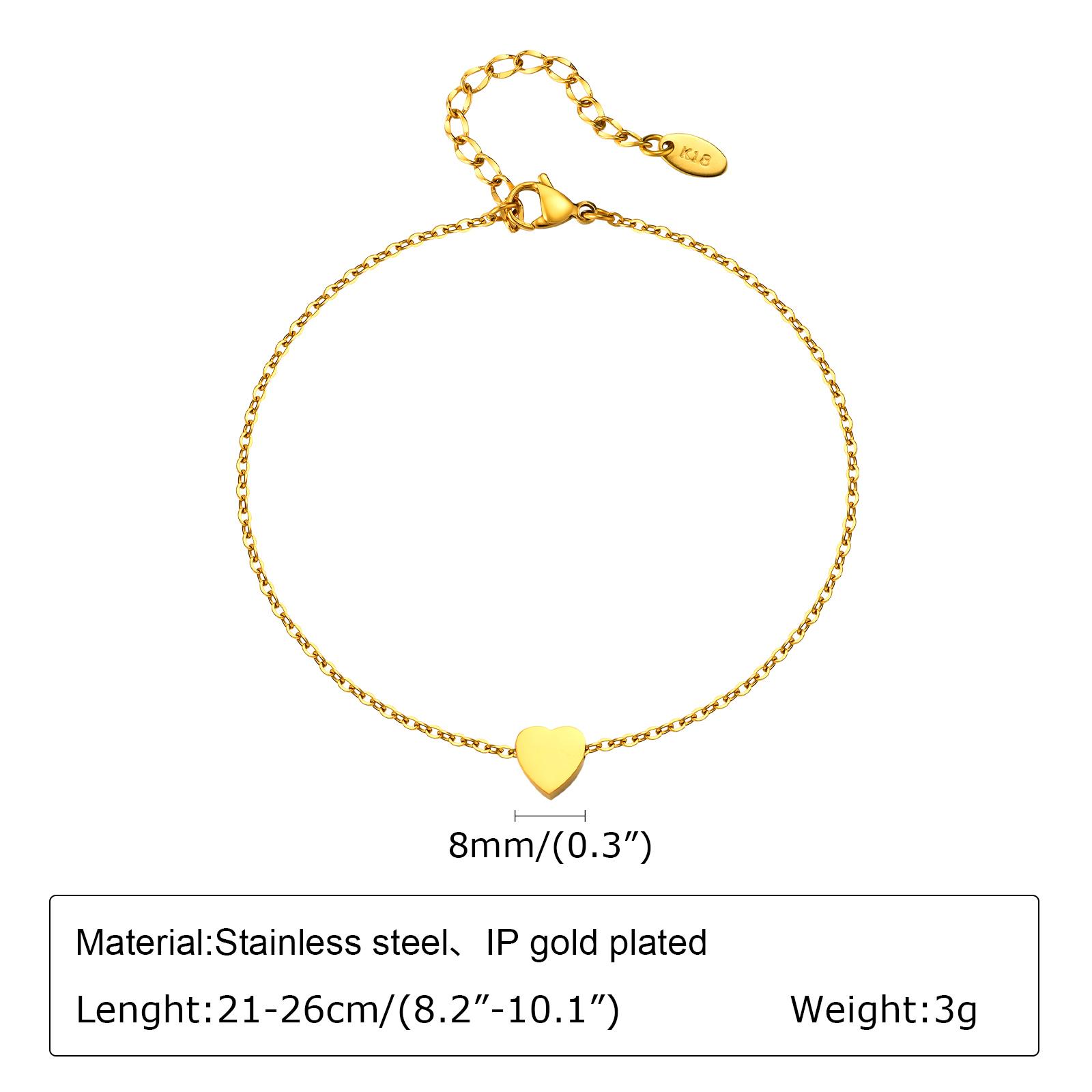 

Thin Chain Anklet For Women Heart Pendant Cross Chain Trendy Summer Gold Color Beach Stainless Steel Barefoot Jewelry Bracelet