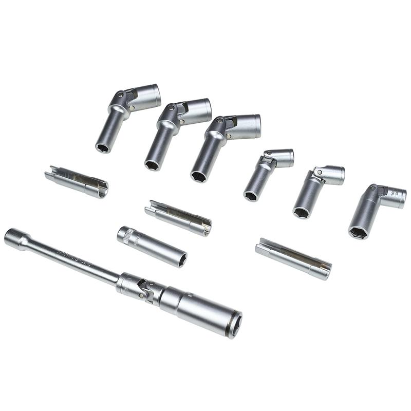 18PC 3/8" 1/4" Drive Glow Plug Removal Socket Set Thin Slotted Tool Kit 8mm,9mm and 10mm deep sockets Replacement tool kit